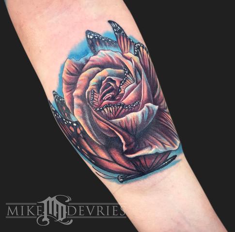 Tattoos - Rose Butterfly Morph Tattoo - 125335